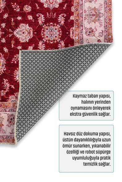 Pastel Home Mavi Klasik Şönil Halı Kilim Yolluk Yıkanabilir Kaymaz Oturma Odası Salon Mutfak Halısı - 12