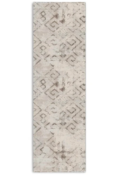Pastel Home Eskitme Bej Gri Şönil Halı Kilim Yolluk Kaymaz Yıkanabilir Oturma Odası Mutfak Koridor Antre - Resim 5
