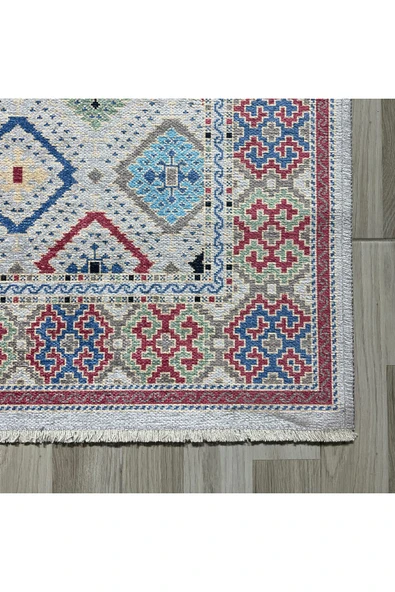 Pastel Home Renkli Etnik Desenli Bohem Şönil Halı Kilim Yolluk Kaymaz Yıkanabilir Salon Mutfak Koridor Çocuk Oda - Resim 2