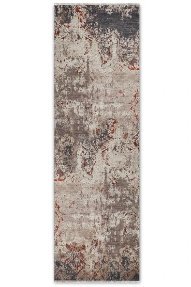 Pastel Home Tasarım Bej Gri Şönil Halı Kilim Yolluk Kaymaz Saçaklı Yıkanabilir Salon Mutfak Koridor Yatak Odası - Resim 7