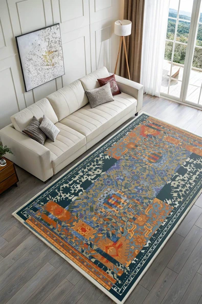 Pastel Home Kaşmir doku yumuşak kaymaz pamuk taban oturma odası salon mutfak koridor çocuk odası turuncu halı - 2