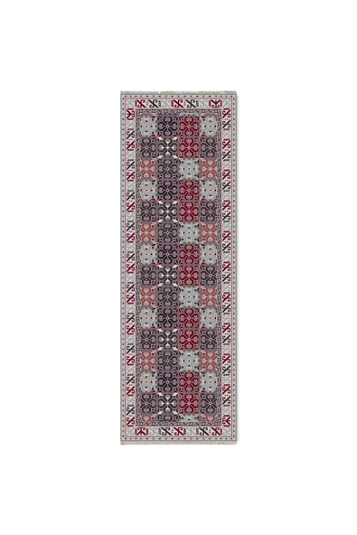 Pastel Home Ekru Bordo Antrasit Etnik Şönil Halı Kilim Yolluk Kaymaz Yıkanabilir Oturma Odası Mutfak Koridor - 6
