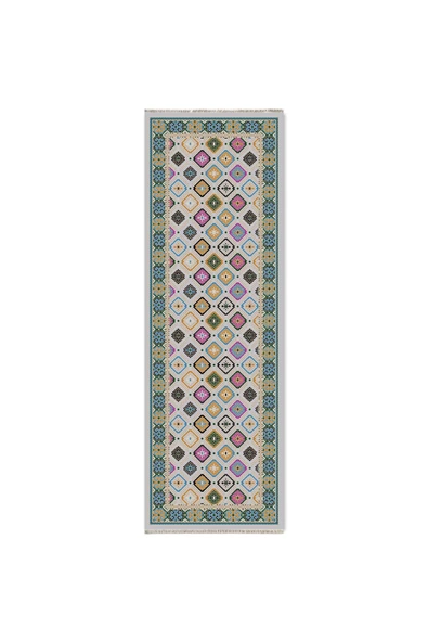 Pastel Home Renkli Etnik Desenli Bohem Şönil Halı Kilim Yolluk Kaymaz Yıkanabilir Salon Mutfak Koridor Çocuk Oda - Resim 6