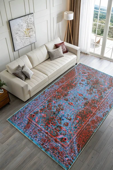 Pastel Home Kaşmir doku yumuşak kaymaz pamuk taban oturma odası salon mutfak koridor bordo mavi siyah halı kilim - Resim 2