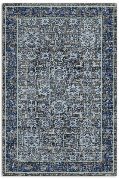 Pastel Home Mavi Gri Antrasit Eskitme Şönil Halı Kilim Yolluk Kaymaz Yıkanabilir Saçaklı Mutfak Oturma Odası ürün görseli 1