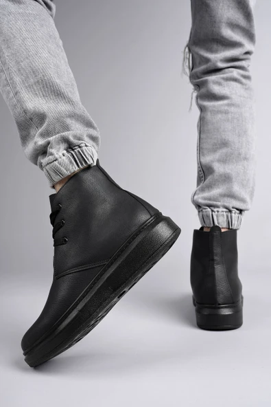 New Matteo Erkek Siyah Deri Günlük Bot - 4