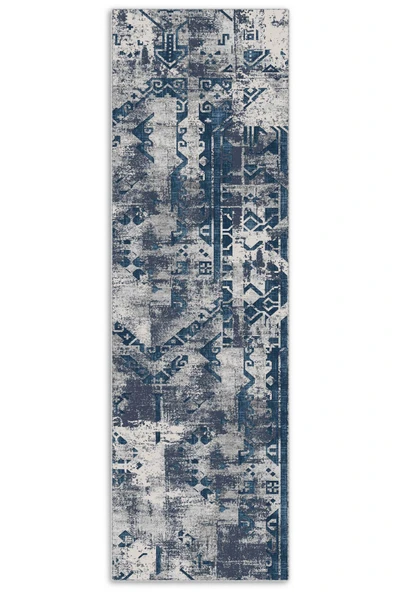 Pastel Home Kaşmir doku yumuşak kaymaz pamuk taban oturma odası salon mutfak koridor çocuk lacivert halı kilim - Resim 4