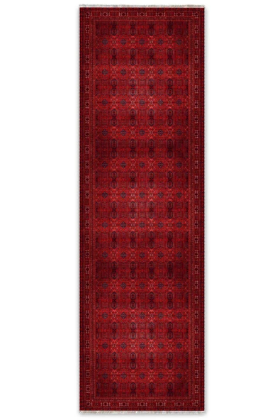 Pastel Home Tasarım Bordo Kırmızı Afgan Türkmen Şönil Halı Kilim Yolluk Kaymaz Yıkanabilir Salon Mutfak Koridor - Resim 6