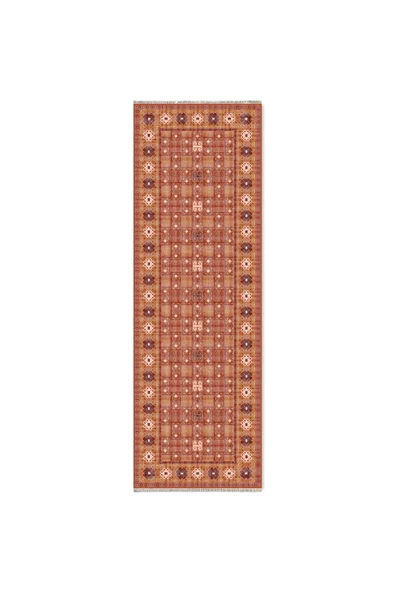 Pastel Home Turuncu Klasik Şönil Halı Kilim Yolluk Kaymaz Yıkanabilir Koridor Mutfak Oturma Odası Çocuk Odası - 6