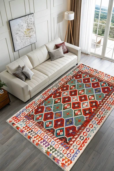 Pastel Home Renkli Anadolu Kilim Şönil Halı Yolluk Yıkanabilir Saçaklı Kaymaz Mutfak Koridor Oturma Yatak Odası - 2