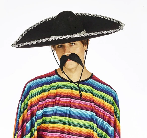 Sombrero Meksika Şapkası Mariachi Gümüş Şeritli Yetişkin Boy ürün görseli 1