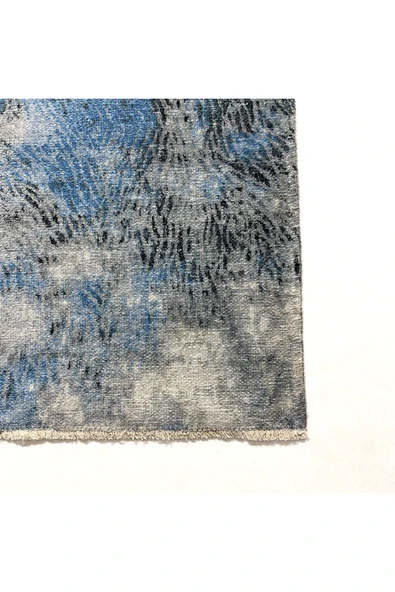 Pastel Home Antrasit Gri Mavi Abstract Şönil Halı Kilim Yolluk Kaymaz Taban Yıkanabilir Saçaklı - Resim 2