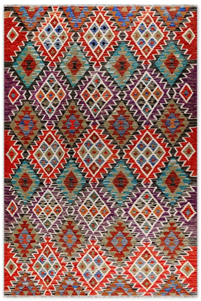 Pastel Home Renkli Anadolu Kilim Şönil Halı Yolluk Yıkanabilir Saçaklı Kaymaz Mutfak Koridor Oturma Yatak Odası