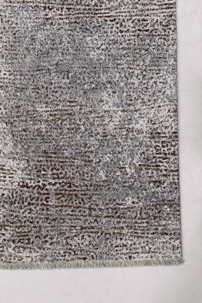 Pastel Home Gri Vizon Abstract Şönil Halı Kilim Yolluk Saçaklı Kaymaz Yıkanabilir Mutfak Salon Koridor - Resim 5