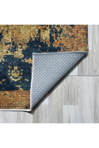 Pastel Home Tasarım vintage şönil halı kilim yolluk zeytin yeşili antrasit siyah yıkanabilir kaymaz taban saçak - 9