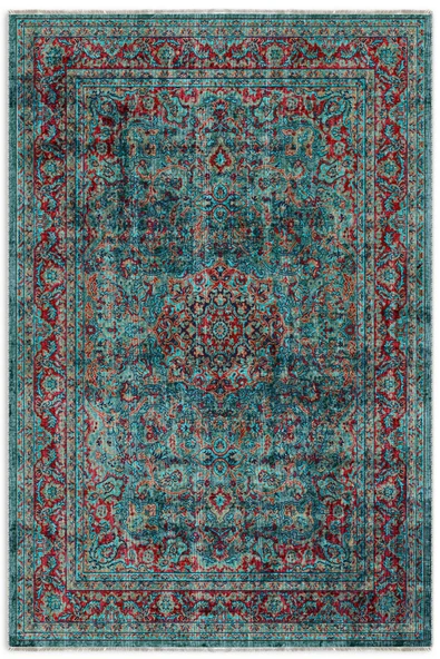 Pastel Home Vintage Yeşil Şönil Halı Kilim Yolluk Kaymaz Yıkabanilir Saçaklı Salon Mutfak Koridor