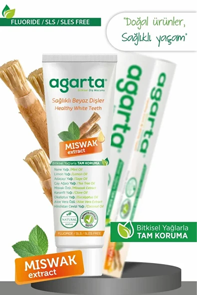 Agarta Bitkisel Diş Macunu Misvak Özlü Tüp 100 ml ürün görseli