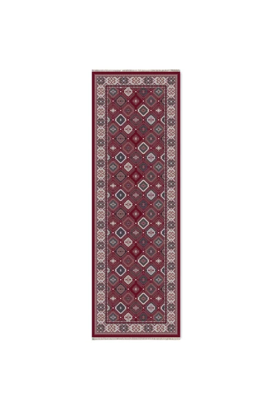 Pastel Home Etnik Vişne Çürüğü Şönil Halı Kilim Yolluk Kaymaz Yıkanabilir Salon Oturma Odası Mutfak Koridor - Resim 6