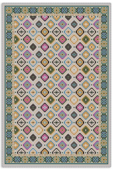 Pastel Home Renkli Etnik Desenli Bohem Şönil Halı Kilim Yolluk Kaymaz Yıkanabilir Salon Mutfak Koridor Çocuk Oda ürün görseli 1