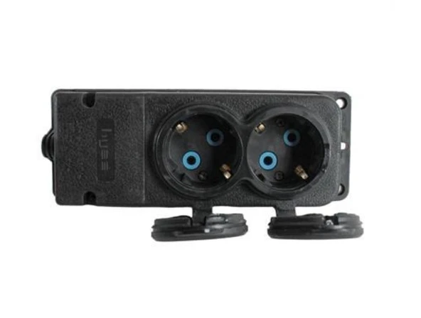 Byes Kauçuk Monofaze 2'li Grup Priz 1x16A. 220V. IP44 ( 2 Adet ) - Resim 2