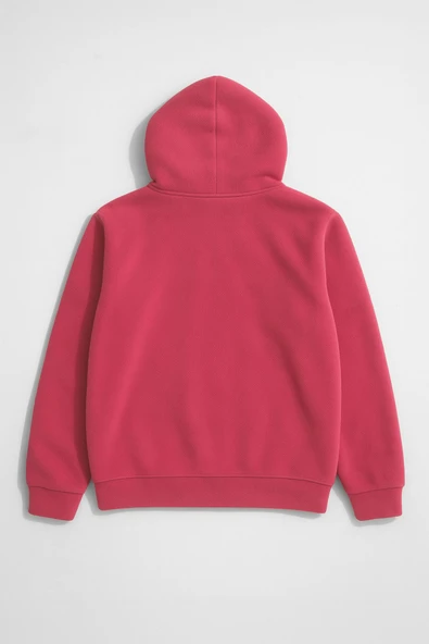 Kadın Kapüşonlu Cepli Mercan Polar Sweatshirt - Resim 3