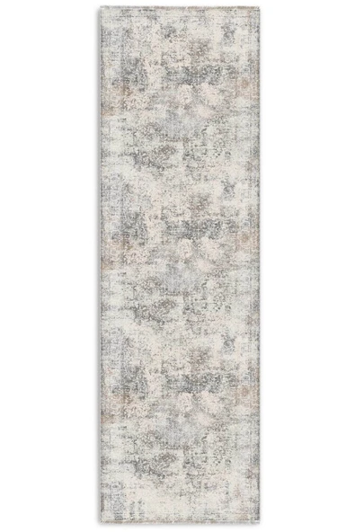 Pastel Home Vintage Bej Gri Şönil Halı Kilim Yolluk Kaymaz Yıkanabilir Saçaklı Salon Mutfak Koridor - Resim 7