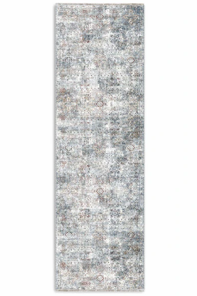 Pastel Home Vintage Mavi Şönil Halı Kilim Yolluk Kaymaz Saçaklı Yıkanabilir Salon Oturma Yatak Odası Mutfak - 6