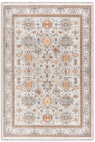 Pastel Home Eskitme bej krem turuncu şönil halı kilim yolluk yıkanabilir kaymaz taban salon mutfak koridor saçak ürün görseli 1