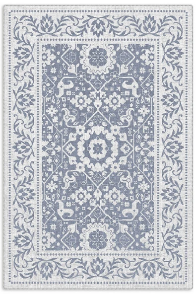 Pastel Home Kaşmir doku yumuşak kaymaz pamuk taban oturma odası salon mutfak koridor çocuk açık mavi halı kilim ürün görseli 1