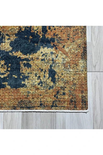 Pastel Home Tasarım vintage şönil halı kilim yolluk zeytin yeşili antrasit siyah yıkanabilir kaymaz taban saçak - 8