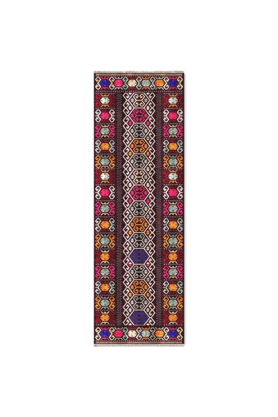 Pastel Home Bej Pembe Anadolu Kilim Modeli Şönil Halı Kilim Yolluk Kaymaz Yıkanabilir Salon Koridor Mutfak - 12
