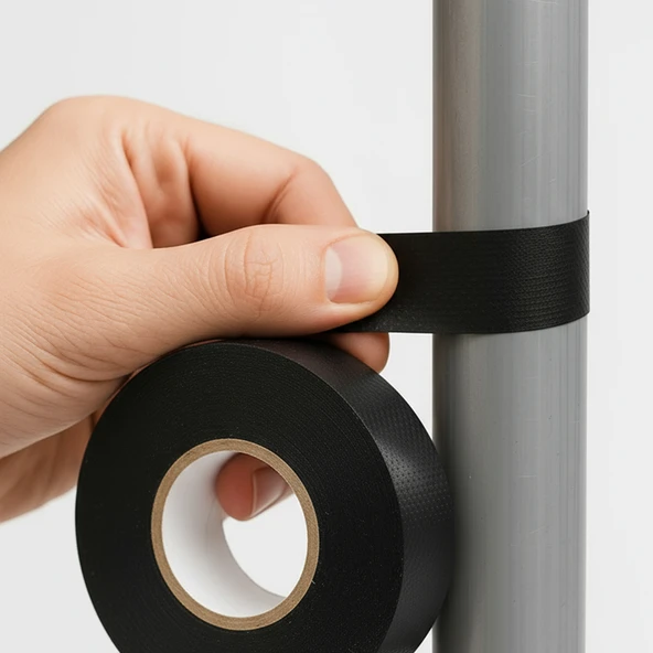 Kendinden Kaynayan Silikon Soğuk Sarma Eriyen Bant 19mm x 5m Tekli Hava Su Elektrik İzolasyonu Siyah - Resim 4