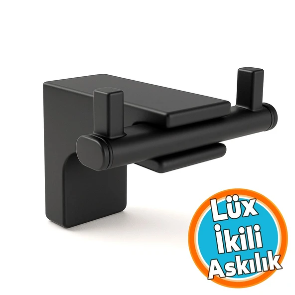 Şık Tasarım Siyah İkili Askılık Vidalı Paslanmaz Metal Duvar Askısı Banyo Mutfak Tuvalet İçin Modern ürün görseli