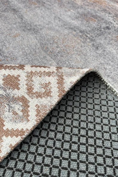 Pastel Home Sarı Gri Tasarım Şönil Halı Kilim Yolluk Kaymaz Yıkanabilir Saçaklı Salon Koridor Mutfak - 5