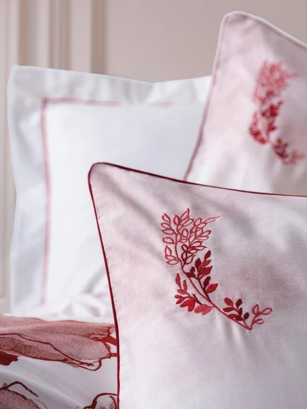 Çift Kişilik Elit Saten Nev Takımı Gules Kırmızı - Resim 4