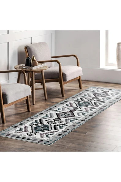 Pastel Home Petrol Yeşili Klasik Anadolu Kilim Şönil Halı Kilim Yolluk Kaymaz Yıkanabilir Mutfak Kordior Salon - 7