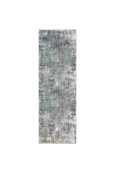 Pastel Home Tasarım Çift Taraflı Yıkanabilir Şönil Halı Kilim Yolluk Gri Turkuaz Mavi Lacivert Abstract - 11