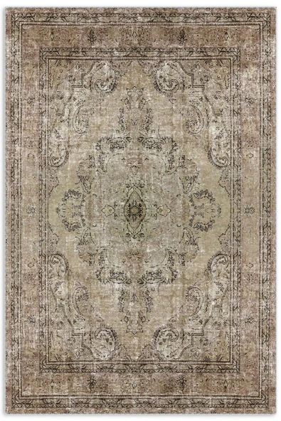 Pastel Home Bej Vizon Kahve Vintage Göbekli Şönil Halı Kilim Yolluk Yıkanabilir Kaymaz Saçaklı - Resim 9