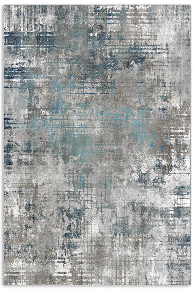 Pastel Home Tasarım Çift Taraflı Yıkanabilir Şönil Halı Kilim Yolluk Gri Turkuaz Mavi Lacivert Abstract