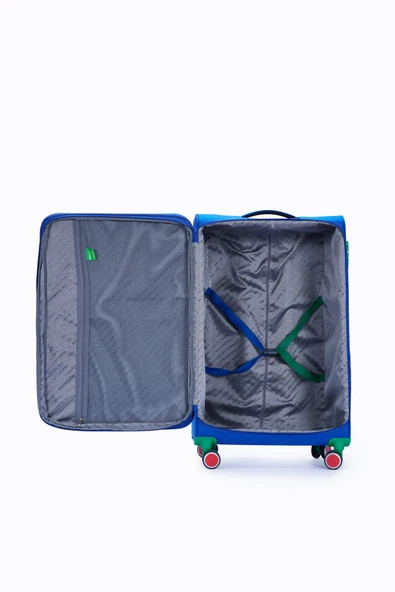 Benetton Büyük Boy Kumaş Valiz Saks Mavi Bnt2800 - Resim 4