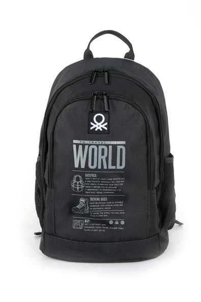 Benetton Unisex Siyah Okul Sırt Çantası 03830 ürün görseli 1