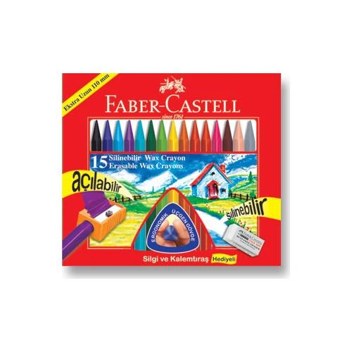 Faber-Castell Silinebilir Mum Boya 15 Renk ürün görseli