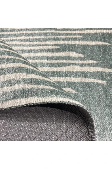 Pastel Home Yeşil saçaklı şönil pamuk dekoratif halı kilim - 12