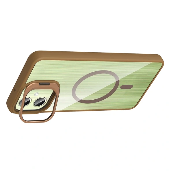 Galaxy A06 Kılıf Standlı ve Kamera Lens Hediyeli M-Safe Şarj Özellikli Zore Etro Kapak - 7