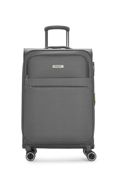 Pierre Cardin 2'li Valiz Seti Orta Ve Kabin Boy Lüx Kumaş Valiz Antrasit 04pc6000 - Resim 2