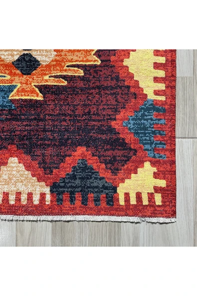 Pastel Home Mavi Anadolu Kilim Modeli Şönil Halı Kilim Yolluk Kaymaz Yıkanabilir Mutfak Kordior Salon - 8
