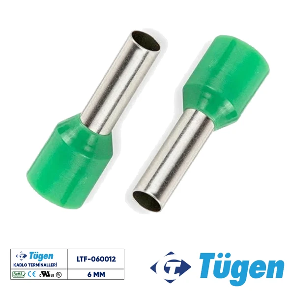 Tügen 6,00mm İzoleli Yüksük Yeşil ( 1 Kutu 250 Adet ) ürün görseli 1