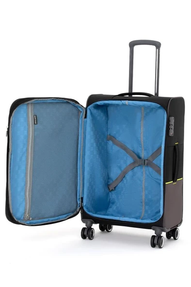 Pierre Cardin Ultra Light Hafif Lüx Kumaş Orta Boy Valiz Siyah 04PC8200 - Resim 4