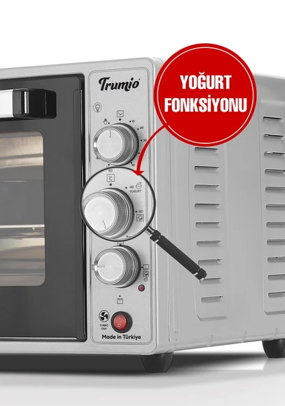 Trumio Elektrikli Fırın, Turbo Fan + Lamba, Yoğurt Mayalama - Resim 3