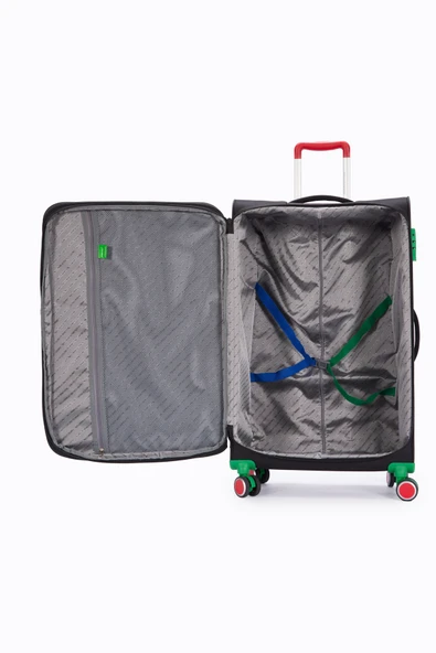 Benetton Orta Boy Kumaş Valiz Siyah Bnt2800 - Resim 3